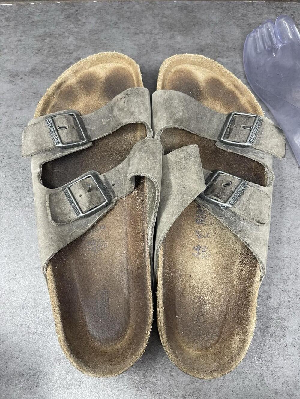 Birkenstock Arizona Taupe Suede Leather Sandals Mens Size 11 (44) Slide - Picture 8 of 8
